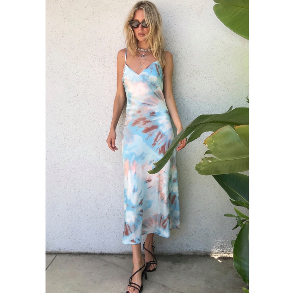 Blue Tie Dye Slip Dress from Nasty Gal